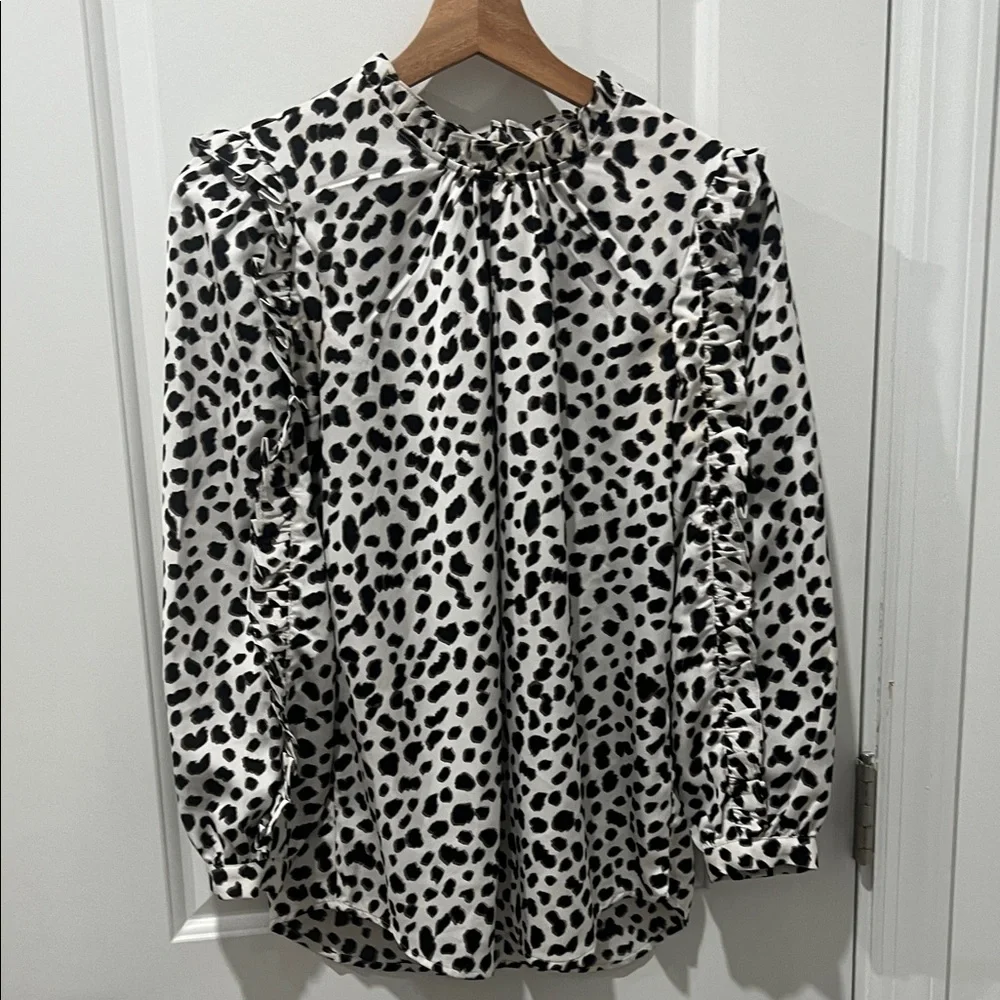 J. Crew‎ Black and White Spotted Blouse